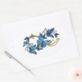 Symbool oneindigheid van Blauwe Morpho Vlinders Ovale Sticker (Envelop)
