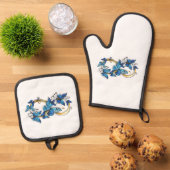 Symbool oneindigheid van Blauwe Morpho Vlinders Ovenwant & Pannenlap Set (Top down)