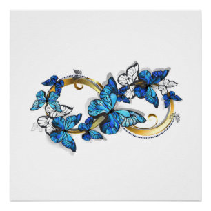 Symbool oneindigheid van blauwe Morpho vlinders Perfect Poster