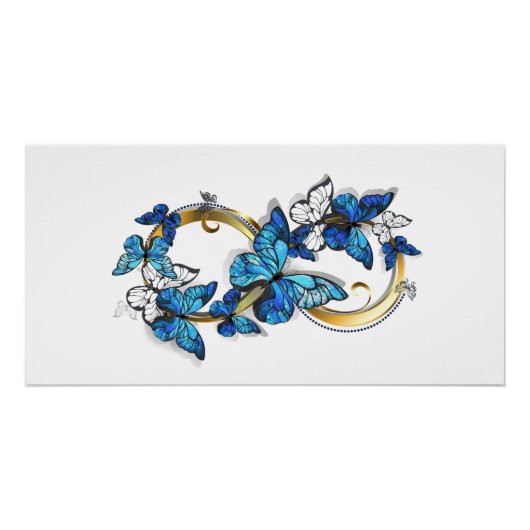 Symbool oneindigheid van blauwe Morpho vlinders Perfect Poster (Voorkant)