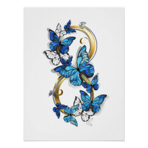 Symbool oneindigheid van Blauwe Morpho Vlinders Perfect Poster