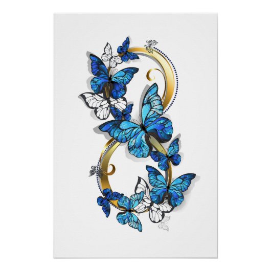 Symbool oneindigheid van Blauwe Morpho Vlinders Perfect Poster (Voorkant)