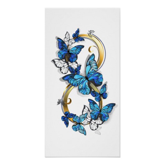 Symbool oneindigheid van Blauwe Morpho Vlinders Perfect Poster (Voorkant)