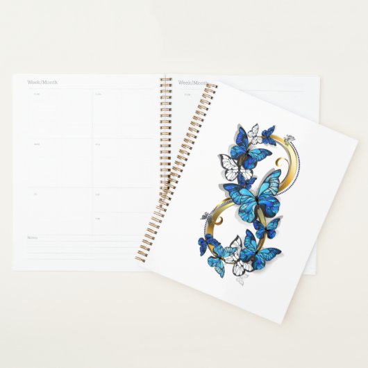 Symbool oneindigheid van Blauwe Morpho Vlinders Planner (Display)