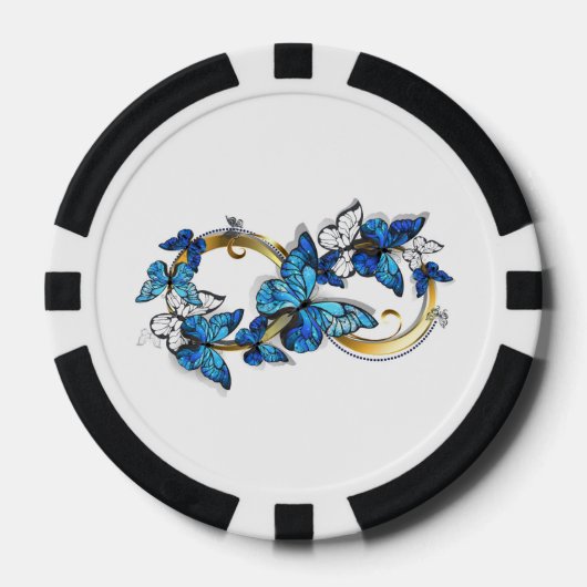Symbool oneindigheid van Blauwe Morpho Vlinders Poker Chips (Voorkant)