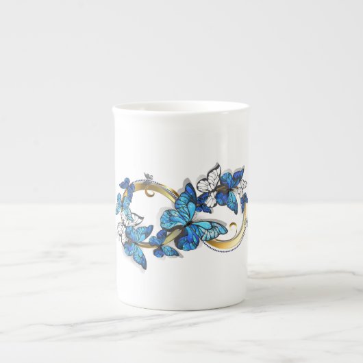 Symbool oneindigheid van Blauwe Morpho Vlinders Porselein Kop (Voorkant)