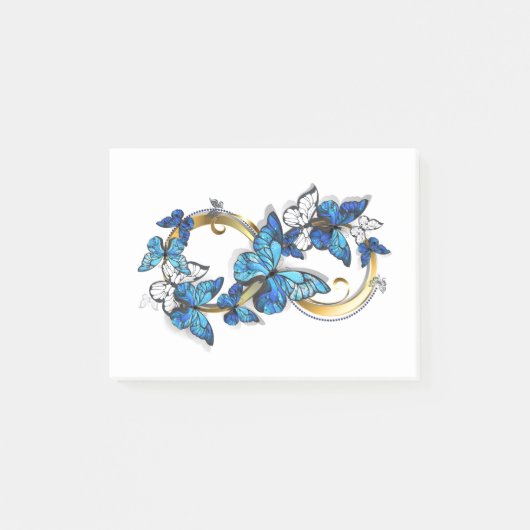 Symbool oneindigheid van blauwe Morpho vlinders Post-it® Notes (Voorkant)
