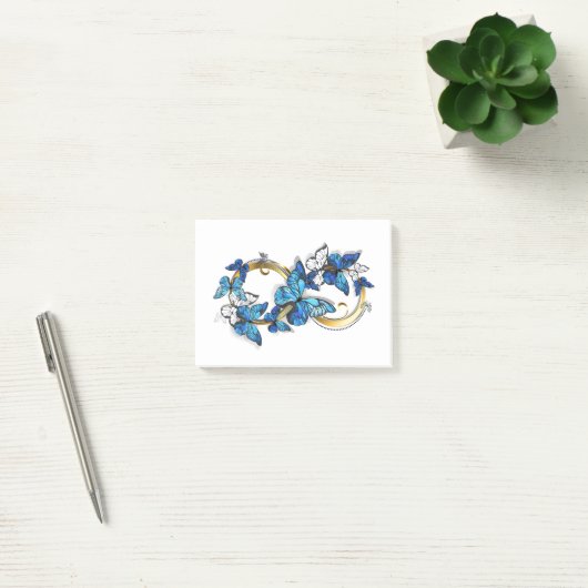Symbool oneindigheid van blauwe Morpho vlinders Post-it® Notes (Kantoor)