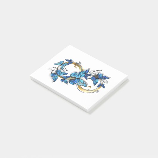 Symbool oneindigheid van blauwe Morpho vlinders Post-it® Notes (Schuin)