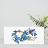 Symbool oneindigheid van blauwe Morpho vlinders Programmakaart (Staand voorkant)