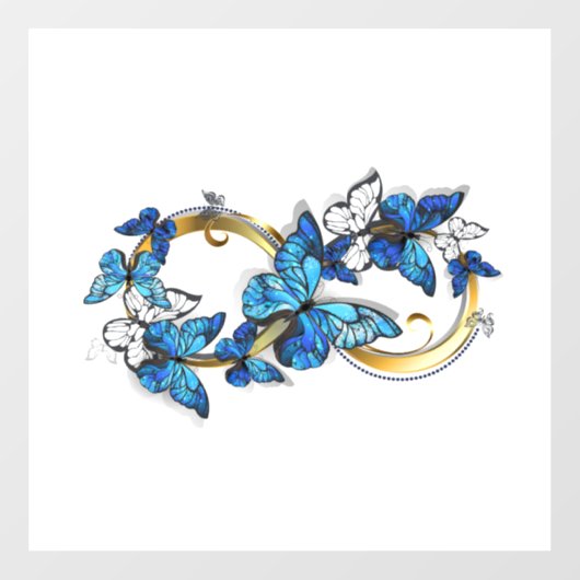 Symbool oneindigheid van Blauwe Morpho Vlinders Raamsticker (Vel)