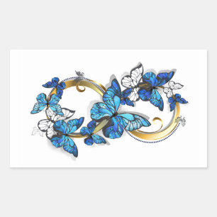 Symbool oneindigheid van blauwe Morpho vlinders Rechthoekige Sticker