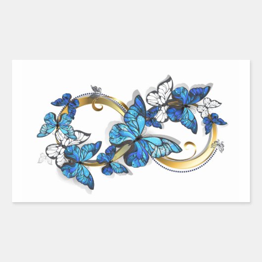 Symbool oneindigheid van blauwe Morpho vlinders Rechthoekige Sticker (Voorkant)