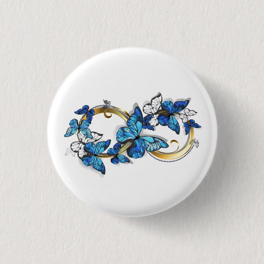 Symbool oneindigheid van blauwe Morpho vlinders Ronde Button 3,2 Cm (Voorkant)