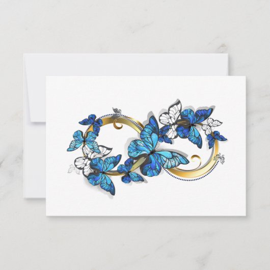 Symbool oneindigheid van blauwe Morpho vlinders RSVP Kaartje (Voorkant)