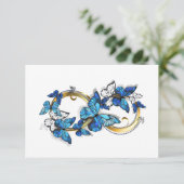 Symbool oneindigheid van blauwe Morpho vlinders RSVP Kaartje (Staand voorkant)