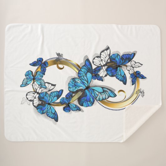 Symbool oneindigheid van blauwe Morpho vlinders Sherpa Deken (Voorkant (horizontaal))