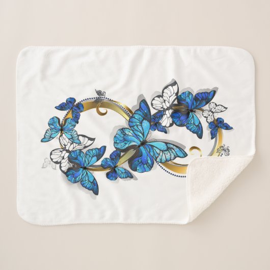 Symbool oneindigheid van blauwe Morpho vlinders Sherpa Deken (Voorkant (horizontaal))