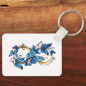 Symbool oneindigheid van blauwe Morpho vlinders Sleutelhanger (Voorkant)
