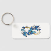 Symbool oneindigheid van Blauwe Morpho Vlinders Sleutelhanger (Achterkant)