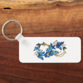 Symbool oneindigheid van Blauwe Morpho Vlinders Sleutelhanger (Achterkant)