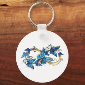 Symbool oneindigheid van Blauwe Morpho Vlinders Sleutelhanger (Voorkant)