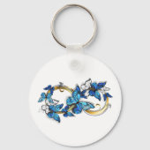 Symbool oneindigheid van Blauwe Morpho Vlinders Sleutelhanger (Achterkant)