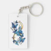 Symbool oneindigheid van blauwe Morpho vlinders Sleutelhanger (achterkant)
