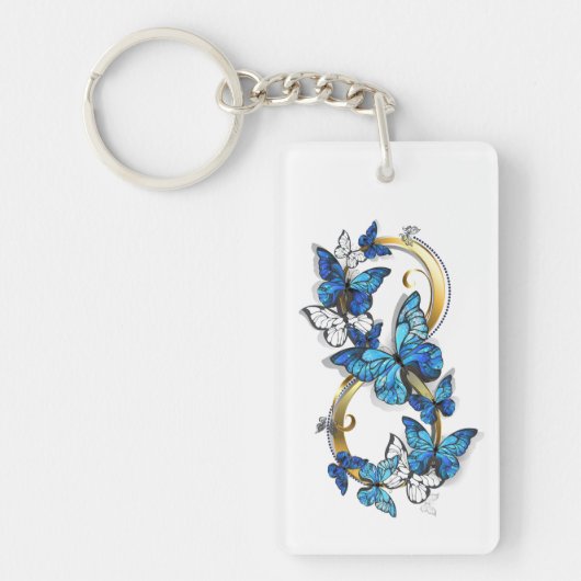 Symbool oneindigheid van blauwe Morpho vlinders Sleutelhanger (Voorkant)
