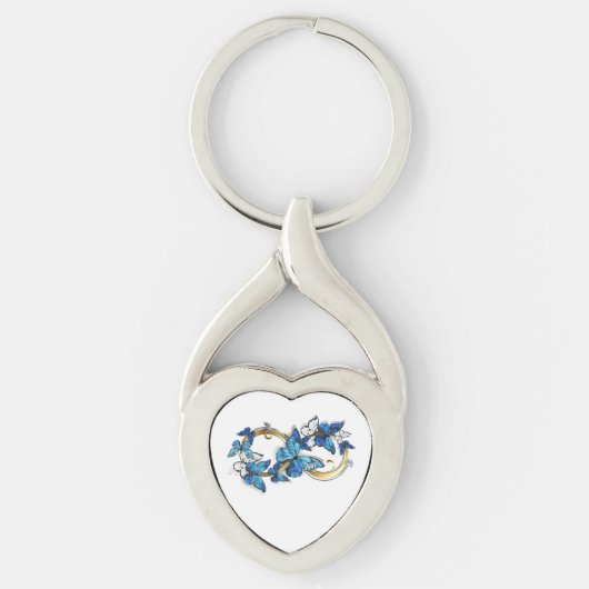 Symbool oneindigheid van blauwe Morpho vlinders Sleutelhanger (Voorkant)