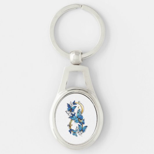 Symbool oneindigheid van Blauwe Morpho Vlinders Sleutelhanger (Voorkant)