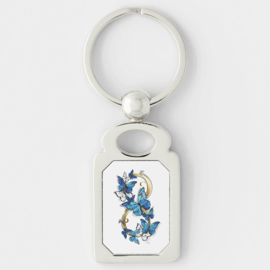 Symbool oneindigheid van Blauwe Morpho Vlinders Sleutelhanger (Voorkant)