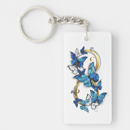 Symbool oneindigheid van Blauwe Morpho Vlinders Sleutelhanger (Voorkant)