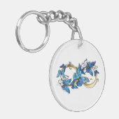 Symbool oneindigheid van Blauwe Morpho Vlinders Sleutelhanger (Voorkant Links)