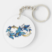 Symbool oneindigheid van Blauwe Morpho Vlinders Sleutelhanger (Achterkant)