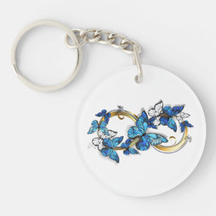 Symbool oneindigheid van Blauwe Morpho Vlinders Sleutelhanger
