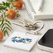 Symbool oneindigheid van blauwe Morpho vlinders Sleutelhanger (Voorkant Rechts)