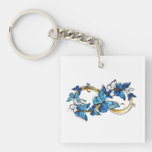 Symbool oneindigheid van blauwe Morpho vlinders Sleutelhanger
