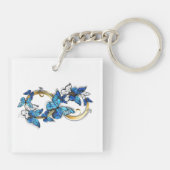 Symbool oneindigheid van blauwe Morpho vlinders Sleutelhanger (Achterkant)