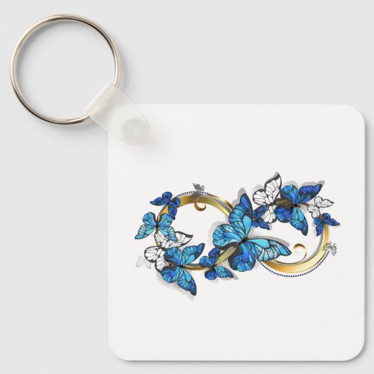 Symbool oneindigheid van blauwe Morpho vlinders Sleutelhanger (Voorkant)