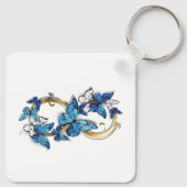 Symbool oneindigheid van blauwe Morpho vlinders Sleutelhanger (Achterkant)