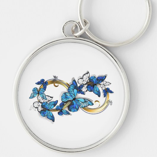 Symbool oneindigheid van Blauwe Morpho Vlinders Sleutelhanger (Voorkant)