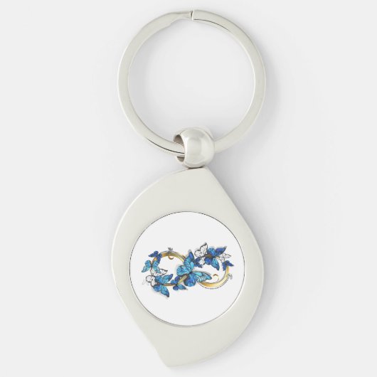 Symbool oneindigheid van Blauwe Morpho Vlinders Sleutelhanger (Voorkant)