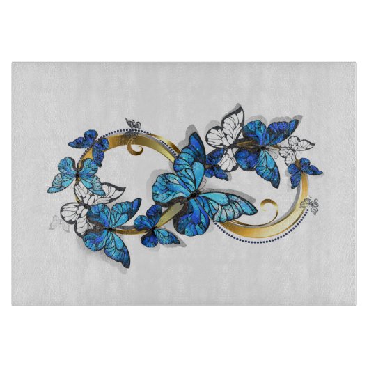 Symbool oneindigheid van blauwe Morpho vlinders Snijplank (Voorkant)