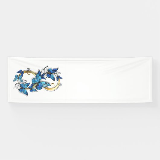Symbool oneindigheid van blauwe Morpho vlinders Spandoek (Horizontaal)