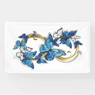 Symbool oneindigheid van Blauwe Morpho Vlinders Spandoek