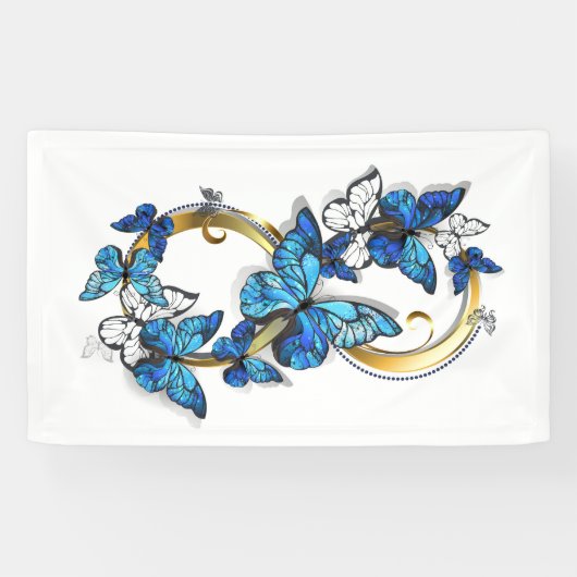 Symbool oneindigheid van Blauwe Morpho Vlinders Spandoek (Horizontaal)