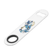 Symbool oneindigheid van Blauwe Morpho Vlinders Speed Flessenopener (Voorkant Gekanteld)