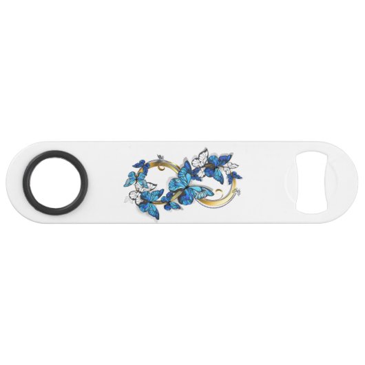 Symbool oneindigheid van Blauwe Morpho Vlinders Speed Flessenopener (Voorkant (Horizontaal))