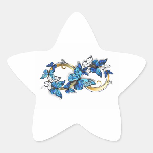 Symbool oneindigheid van Blauwe Morpho Vlinders Ster Sticker (Voorkant)